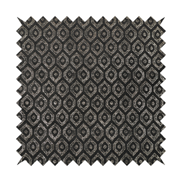 Kimberley Geometric Pattern Soft Chenille Upholstery Fabric In Grey Colour CTR-1168 - Roman Blinds