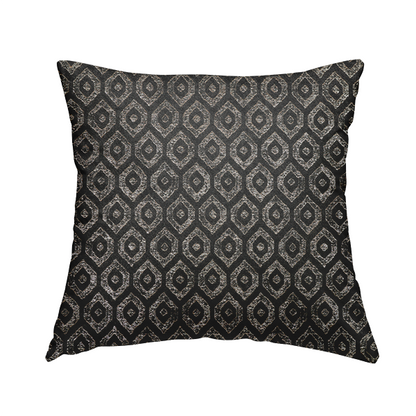 Kimberley Geometric Pattern Soft Chenille Upholstery Fabric In Grey Colour CTR-1168 - Handmade Cushions