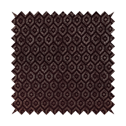 Kimberley Geometric Pattern Soft Chenille Upholstery Fabric In Maroon Red Colour CTR-1169 - Made To Measure Curtains