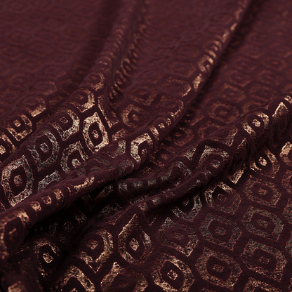 Kimberley Geometric Pattern Soft Chenille Upholstery Fabric In Maroon Red Colour CTR-1169