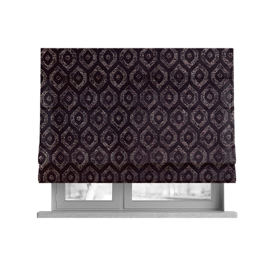 Kimberley Geometric Pattern Soft Chenille Upholstery Fabric In Maroon Red Colour CTR-1169 - Roman Blinds