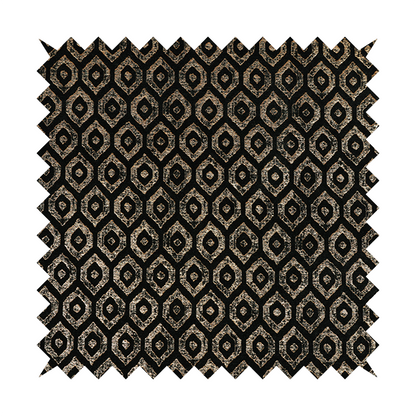 Kimberley Geometric Pattern Soft Chenille Upholstery Fabric In Black Colour CTR-1170