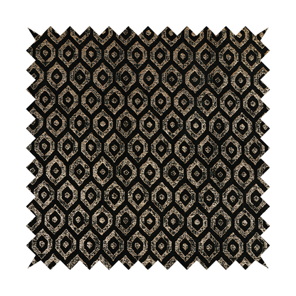 Kimberley Geometric Pattern Soft Chenille Upholstery Fabric In Black Colour CTR-1170 - Made To Measure Curtains