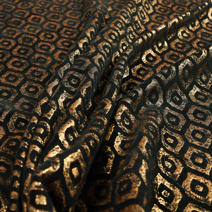 Kimberley Geometric Pattern Soft Chenille Upholstery Fabric In Black Colour CTR-1170 - Made To Measure Curtains