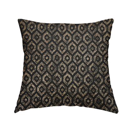 Kimberley Geometric Pattern Soft Chenille Upholstery Fabric In Black Colour CTR-1170 - Handmade Cushions