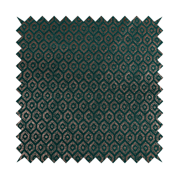 Kimberley Geometric Pattern Soft Chenille Upholstery Fabric In Teal Colour CTR-1171 - Made To Measure Curtains