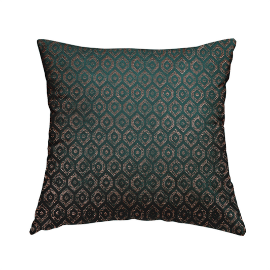 Kimberley Geometric Pattern Soft Chenille Upholstery Fabric In Teal Colour CTR-1171 - Handmade Cushions
