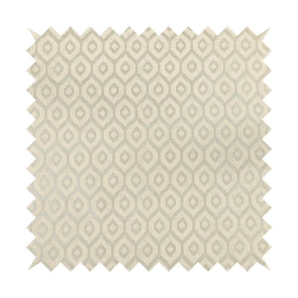 Kimberley Geometric Pattern Soft Chenille Upholstery Fabric In Cream Colour CTR-1172 - Made To Measure Curtains