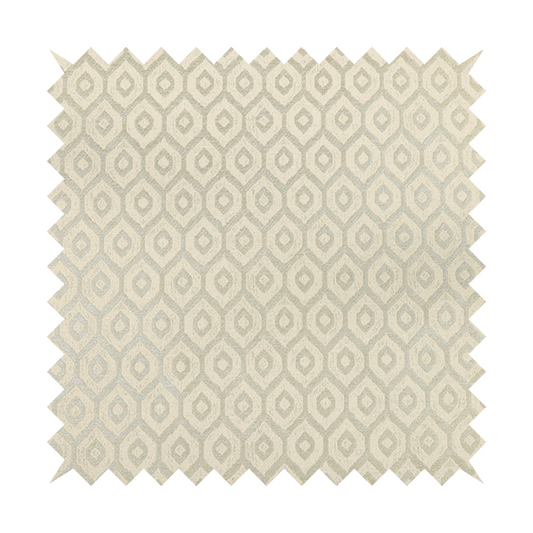 Kimberley Geometric Pattern Soft Chenille Upholstery Fabric In Cream Colour CTR-1172