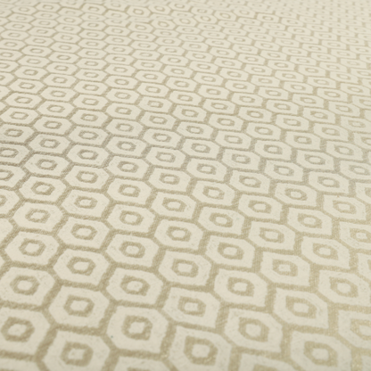 Kimberley Geometric Pattern Soft Chenille Upholstery Fabric In Cream Colour CTR-1172 - Handmade Cushions