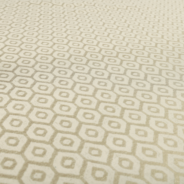 Kimberley Geometric Pattern Soft Chenille Upholstery Fabric In Cream Colour CTR-1172 - Made To Measure Curtains