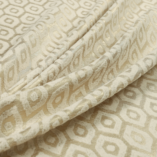 Kimberley Geometric Pattern Soft Chenille Upholstery Fabric In Cream Colour CTR-1172 - Roman Blinds