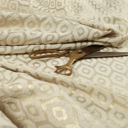 Kimberley Geometric Pattern Soft Chenille Upholstery Fabric In Cream Colour CTR-1172 - Roman Blinds