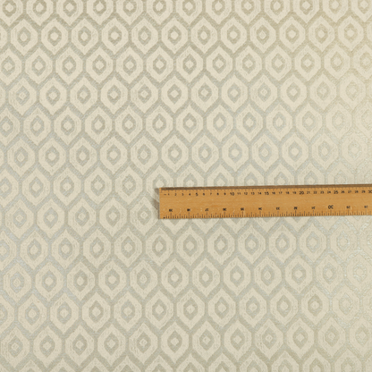 Kimberley Geometric Pattern Soft Chenille Upholstery Fabric In Cream Colour CTR-1172 - Made To Measure Curtains