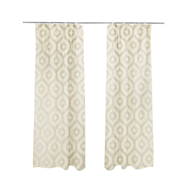 Kimberley Geometric Pattern Soft Chenille Upholstery Fabric In Cream Colour CTR-1172 - Made To Measure Curtains