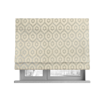 Kimberley Geometric Pattern Soft Chenille Upholstery Fabric In Cream Colour CTR-1172 - Roman Blinds