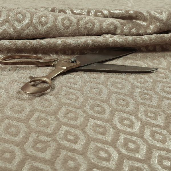 Kimberley Geometric Pattern Soft Chenille Upholstery Fabric In Brown Colour CTR-1173 - Made To Measure Curtains