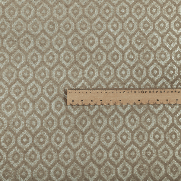 Kimberley Geometric Pattern Soft Chenille Upholstery Fabric In Brown Colour CTR-1173 - Made To Measure Curtains