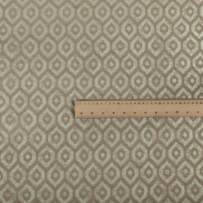 Kimberley Geometric Pattern Soft Chenille Upholstery Fabric In Brown Colour CTR-1173 - Made To Measure Curtains