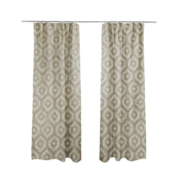 Kimberley Geometric Pattern Soft Chenille Upholstery Fabric In Brown Colour CTR-1173 - Made To Measure Curtains