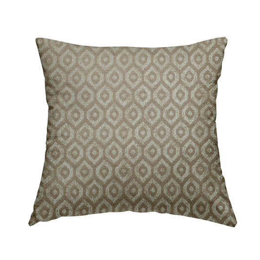 Kimberley Geometric Pattern Soft Chenille Upholstery Fabric In Brown Colour CTR-1173 - Handmade Cushions