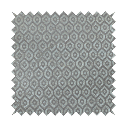 Kimberley Geometric Pattern Soft Chenille Upholstery Fabric In Silver Colour CTR-1174 - Made To Measure Curtains