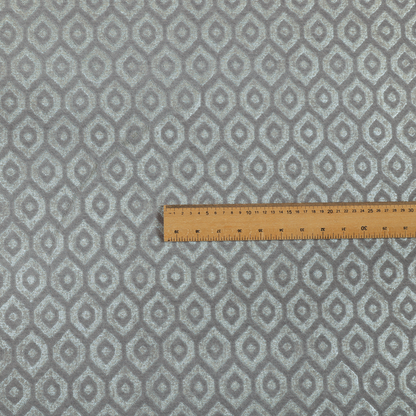 Kimberley Geometric Pattern Soft Chenille Upholstery Fabric In Silver Colour CTR-1174 - Roman Blinds