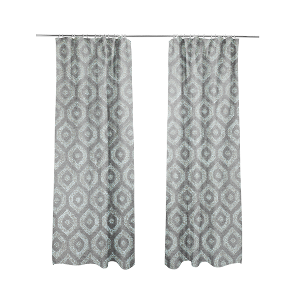 Kimberley Geometric Pattern Soft Chenille Upholstery Fabric In Silver Colour CTR-1174 - Made To Measure Curtains