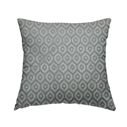 Kimberley Geometric Pattern Soft Chenille Upholstery Fabric In Silver Colour CTR-1174 - Handmade Cushions