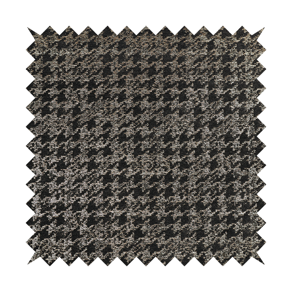 Kimberley Houndstooth Pattern Soft Chenille Upholstery Fabric In Grey Colour CTR-1175