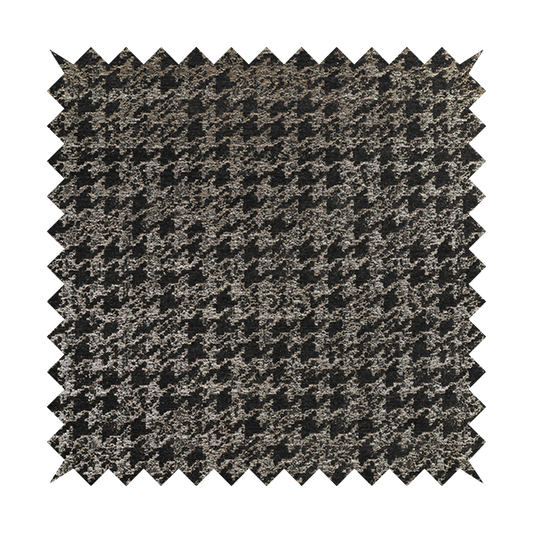 Kimberley Houndstooth Pattern Soft Chenille Upholstery Fabric In Grey Colour CTR-1175