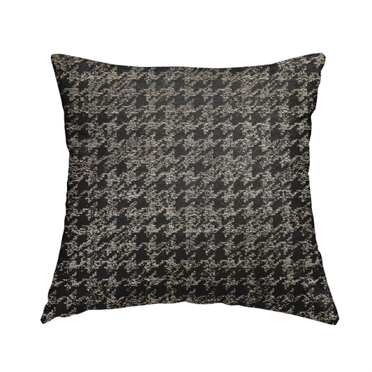 Kimberley Houndstooth Pattern Soft Chenille Upholstery Fabric In Grey Colour CTR-1175 - Handmade Cushions