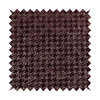 Kimberley Houndstooth Pattern Soft Chenille Upholstery Fabric In Maroon Red Colour CTR-1176 - Roman Blinds