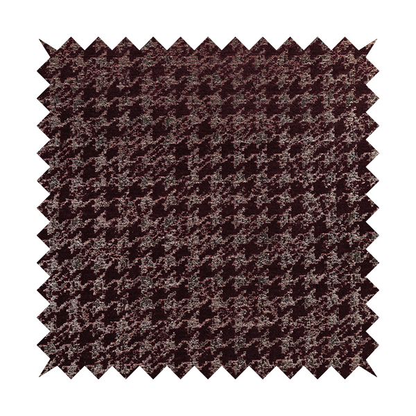 Kimberley Houndstooth Pattern Soft Chenille Upholstery Fabric In Maroon Red Colour CTR-1176 - Handmade Cushions