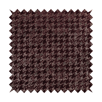 Kimberley Houndstooth Pattern Soft Chenille Upholstery Fabric In Maroon Red Colour CTR-1176 - Made To Measure Curtains