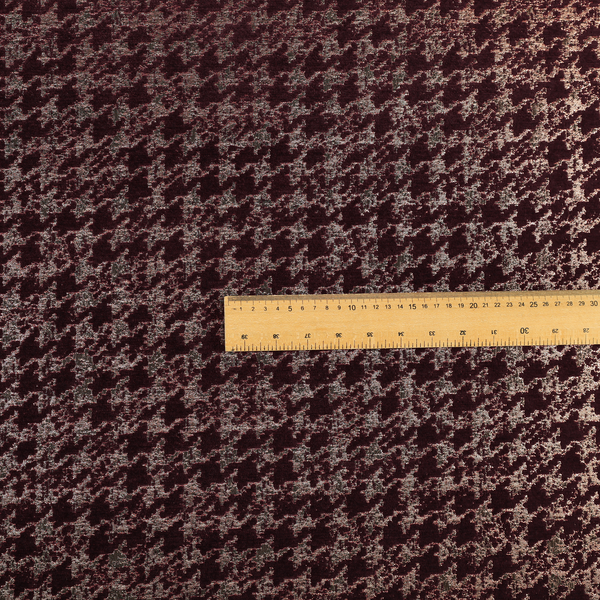 Kimberley Houndstooth Pattern Soft Chenille Upholstery Fabric In Maroon Red Colour CTR-1176 - Made To Measure Curtains