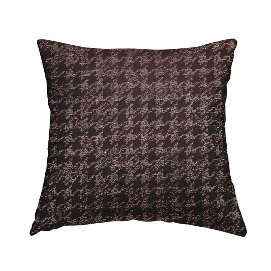 Kimberley Houndstooth Pattern Soft Chenille Upholstery Fabric In Maroon Red Colour CTR-1176 - Handmade Cushions