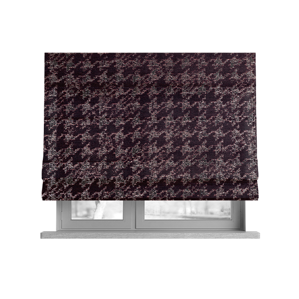 Kimberley Houndstooth Pattern Soft Chenille Upholstery Fabric In Maroon Red Colour CTR-1176 - Roman Blinds