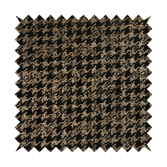Kimberley Houndstooth Pattern Soft Chenille Upholstery Fabric In Black Colour CTR-1177