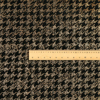 Kimberley Houndstooth Pattern Soft Chenille Upholstery Fabric In Black Colour CTR-1177 - Made To Measure Curtains