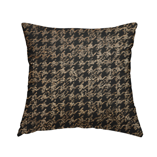 Kimberley Houndstooth Pattern Soft Chenille Upholstery Fabric In Black Colour CTR-1177 - Handmade Cushions
