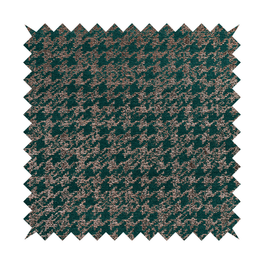 Kimberley Houndstooth Pattern Soft Chenille Upholstery Fabric In Teal Colour CTR-1178