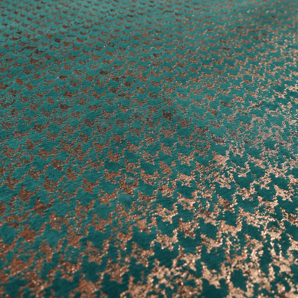 Kimberley Houndstooth Pattern Soft Chenille Upholstery Fabric In Teal Colour CTR-1178 - Roman Blinds