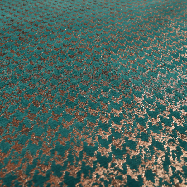 Kimberley Houndstooth Pattern Soft Chenille Upholstery Fabric In Teal Colour CTR-1178