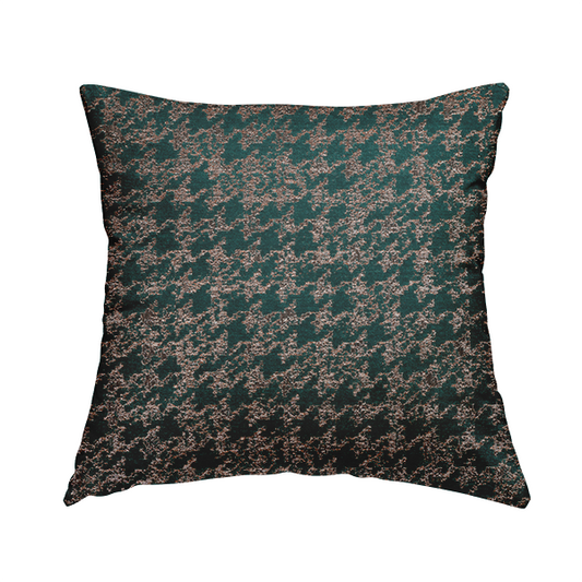 Kimberley Houndstooth Pattern Soft Chenille Upholstery Fabric In Teal Colour CTR-1178 - Handmade Cushions