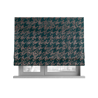 Kimberley Houndstooth Pattern Soft Chenille Upholstery Fabric In Teal Colour CTR-1178 - Roman Blinds