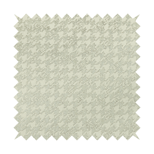 Kimberley Houndstooth Pattern Soft Chenille Upholstery Fabric In Cream Colour CTR-1179