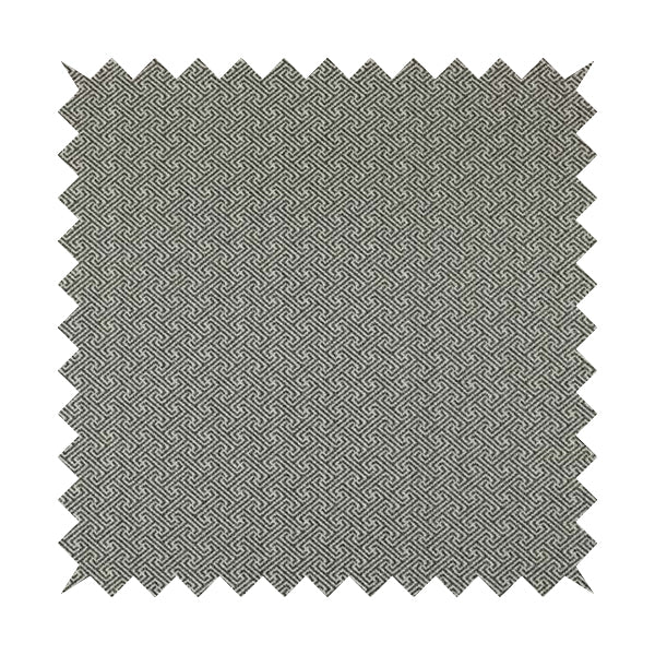 Elemental Collection Geometric Lock Pattern Soft Wool Textured Grey White Colour Upholstery Fabric CTR-118 - Roman Blinds