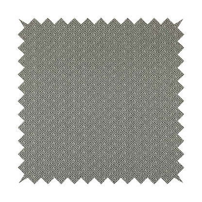 Elemental Collection Geometric Lock Pattern Soft Wool Textured Grey White Colour Upholstery Fabric CTR-118 - Roman Blinds