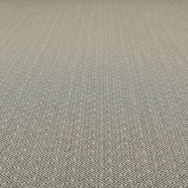 Elemental Collection Geometric Lock Pattern Soft Wool Textured Grey White Colour Upholstery Fabric CTR-118 - Roman Blinds